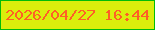 文字の大きさ：4、枠の色：02bc08、背景の色：dbee0c、文字の色：ff5f26 無料ブログパーツのブログ時計
