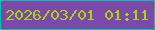文字の大きさ：1、枠の色：02c0b3、背景の色：7b49a8、文字の色：aad512 無料ブログパーツのブログ時計