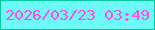 文字の大きさ：3、枠の色：02c89d、背景の色：6df9f5、文字の色：f94cf3 無料ブログパーツのブログ時計