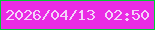 文字の大きさ：2、枠の色：02ca35、背景の色：ea2be4、文字の色：f3d3fa 無料ブログパーツのブログ時計