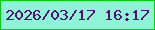 文字の大きさ：5、枠の色：02d108、背景の色：8ff3d7、文字の色：580d75 無料ブログパーツのブログ時計