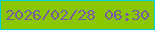文字の大きさ：3、枠の色：02d3e4、背景の色：89c800、文字の色：7a5aa1 無料ブログパーツのブログ時計