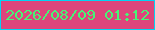 文字の大きさ：4、枠の色：02d4f4、背景の色：de457c、文字の色：48f576 無料ブログパーツのブログ時計