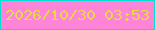 文字の大きさ：1、枠の色：02e0d6、背景の色：fd84d7、文字の色：e9d74b 無料ブログパーツのブログ時計