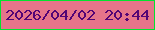 文字の大きさ：5、枠の色：02e22f、背景の色：e5748a、文字の色：530475 無料ブログパーツのブログ時計