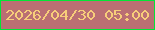 文字の大きさ：4、枠の色：02e536、背景の色：ba6f73、文字の色：f7cd7a 無料ブログパーツのブログ時計