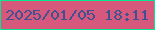 文字の大きさ：4、枠の色：02e68e、背景の色：d6597d、文字の色：405190 無料ブログパーツのブログ時計