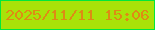 文字の大きさ：1、枠の色：02e73b、背景の色：a9e209、文字の色：de8b14 無料ブログパーツのブログ時計