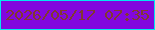 文字の大きさ：5、枠の色：02e7f0、背景の色：8207de、文字の色：813931 無料ブログパーツのブログ時計