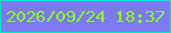 文字の大きさ：2、枠の色：02e8c1、背景の色：7d7af4、文字の色：8dfb2e 無料ブログパーツのブログ時計