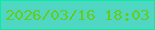文字の大きさ：2、枠の色：02eea0、背景の色：4fd7c3、文字の色：68cb1c 無料ブログパーツのブログ時計
