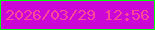 文字の大きさ：1、枠の色：02fa15、背景の色：ca07d4、文字の色：fe469b 無料ブログパーツのブログ時計