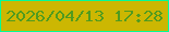 文字の大きさ：1、枠の色：02fb97、背景の色：ccb702、文字の色：509b1f 無料ブログパーツのブログ時計