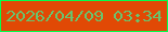 文字の大きさ：2、枠の色：02fe4d、背景の色：e14905、文字の色：6ac36d 無料ブログパーツのブログ時計
