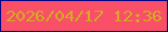 文字の大きさ：4、枠の色：030585、背景の色：f94f67、文字の色：d1ad1f 無料ブログパーツのブログ時計