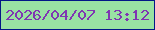 文字の大きさ：3、枠の色：031787、背景の色：99e2a3、文字の色：7f36b2 無料ブログパーツのブログ時計