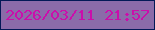 文字の大きさ：4、枠の色：031957、背景の色：8b6ba9、文字の色：cb0eab 無料ブログパーツのブログ時計