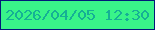 文字の大きさ：4、枠の色：031979、背景の色：39f489、文字の色：15b095 無料ブログパーツのブログ時計