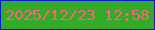 文字の大きさ：1、枠の色：0319dd、背景の色：35aa29、文字の色：f5667a 無料ブログパーツのブログ時計