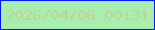 文字の大きさ：3、枠の色：031cee、背景の色：a7eeaf、文字の色：bfd397 無料ブログパーツのブログ時計