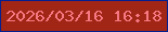 文字の大きさ：1、枠の色：031f90、背景の色：a12615、文字の色：f77882 無料ブログパーツのブログ時計