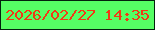 文字の大きさ：3、枠の色：03210d、背景の色：55fe64、文字の色：f23715 無料ブログパーツのブログ時計
