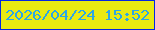 文字の大きさ：4、枠の色：0327e3、背景の色：e9ea12、文字の色：2da6e5 無料ブログパーツのブログ時計