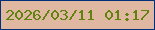 文字の大きさ：4、枠の色：03307b、背景の色：e0b7a1、文字の色：608310 無料ブログパーツのブログ時計