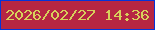 文字の大きさ：4、枠の色：0334d9、背景の色：b62643、文字の色：d7d05b 無料ブログパーツのブログ時計