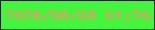 文字の大きさ：2、枠の色：033510、背景の色：41f63c、文字の色：f39665 無料ブログパーツのブログ時計