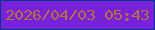 文字の大きさ：5、枠の色：03378d、背景の色：7722da、文字の色：b57138 無料ブログパーツのブログ時計