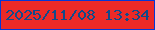 文字の大きさ：4、枠の色：0338d6、背景の色：ec2a27、文字の色：114a8a 無料ブログパーツのブログ時計