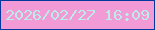 文字の大きさ：5、枠の色：03399f、背景の色：f29ad5、文字の色：bdece8 無料ブログパーツのブログ時計