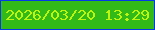 文字の大きさ：2、枠の色：0339e6、背景の色：32ba19、文字の色：bdf510 無料ブログパーツのブログ時計