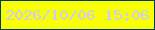 文字の大きさ：1、枠の色：033a5b、背景の色：f8ff03、文字の色：cfcbf9 無料ブログパーツのブログ時計