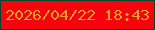 文字の大きさ：5、枠の色：034629、背景の色：f8030d、文字の色：e5a22a 無料ブログパーツのブログ時計