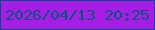 文字の大きさ：3、枠の色：034a8b、背景の色：a61de6、文字の色：01557d 無料ブログパーツのブログ時計