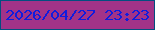 文字の大きさ：2、枠の色：034e80、背景の色：a23388、文字の色：101cdd 無料ブログパーツのブログ時計
