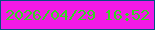 文字の大きさ：4、枠の色：034f81、背景の色：f21ae6、文字の色：35d423 無料ブログパーツのブログ時計