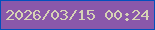 文字の大きさ：1、枠の色：0350bc、背景の色：8a58aa、文字の色：d6d2b5 無料ブログパーツのブログ時計