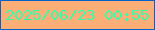文字の大きさ：4、枠の色：0363cb、背景の色：fcae77、文字の色：39fba9 無料ブログパーツのブログ時計