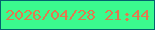 文字の大きさ：2、枠の色：03646e、背景の色：3bfb8e、文字の色：e1794f 無料ブログパーツのブログ時計