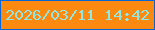 文字の大きさ：4、枠の色：0365d6、背景の色：fc8a10、文字の色：90e7e4 無料ブログパーツのブログ時計