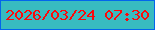 文字の大きさ：4、枠の色：0365ec、背景の色：38bbc0、文字の色：fd090a 無料ブログパーツのブログ時計