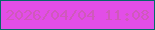 文字の大きさ：1、枠の色：036968、背景の色：e24ee7、文字の色：cf59bb 無料ブログパーツのブログ時計