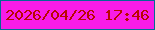文字の大きさ：1、枠の色：036a94、背景の色：f81ce7、文字の色：b90702 無料ブログパーツのブログ時計