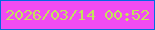 文字の大きさ：2、枠の色：036ae2、背景の色：f14cf2、文字の色：c4e15d 無料ブログパーツのブログ時計
