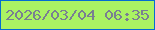 文字の大きさ：4、枠の色：036dd2、背景の色：aaf363、文字の色：797f92 無料ブログパーツのブログ時計