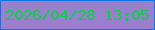 文字の大きさ：2、枠の色：0376ea、背景の色：9b7ecd、文字の色：03d744 無料ブログパーツのブログ時計