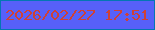 文字の大きさ：3、枠の色：0377b4、背景の色：5760f9、文字の色：ce4136 無料ブログパーツのブログ時計